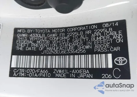 2014 Toyota Prius V Two from USA, damaged, VIN JTDZN3EU6E3364256